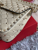 Bolsa Valentino Rockstud Spike Lambskin Off-White