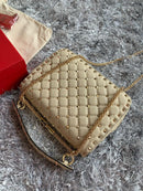 Bolsa Valentino Rockstud Spike Lambskin Off-White